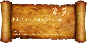 Mózes Fabrícius névjegykártya